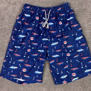Peter Millar Seaside Collection Swim Trunks Shorts Men's Small Boats Yachts blue
